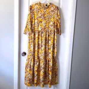 yellow floral boho dress